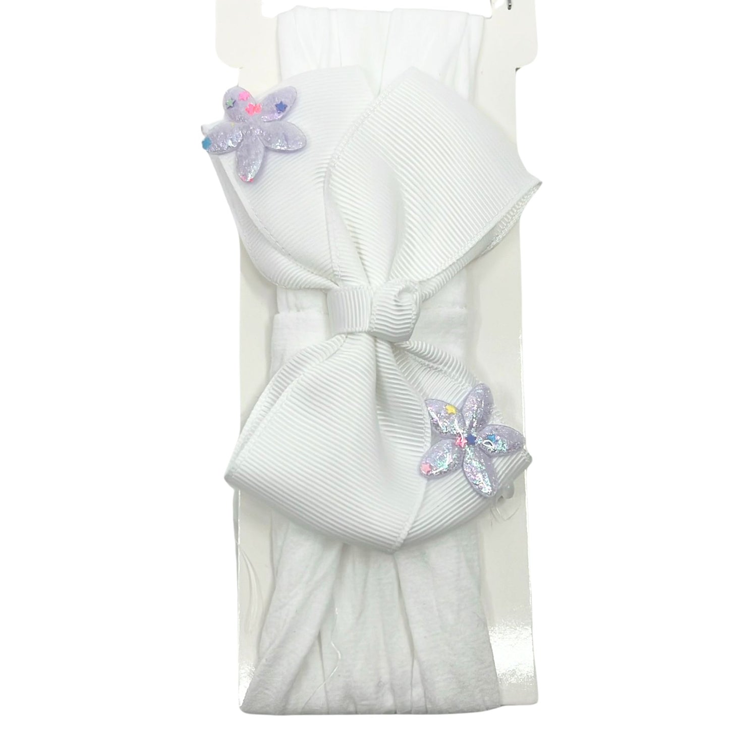 Baby Bow Headband with Shining Silver Stars – Soft & Stretchy for Newborns and Infants