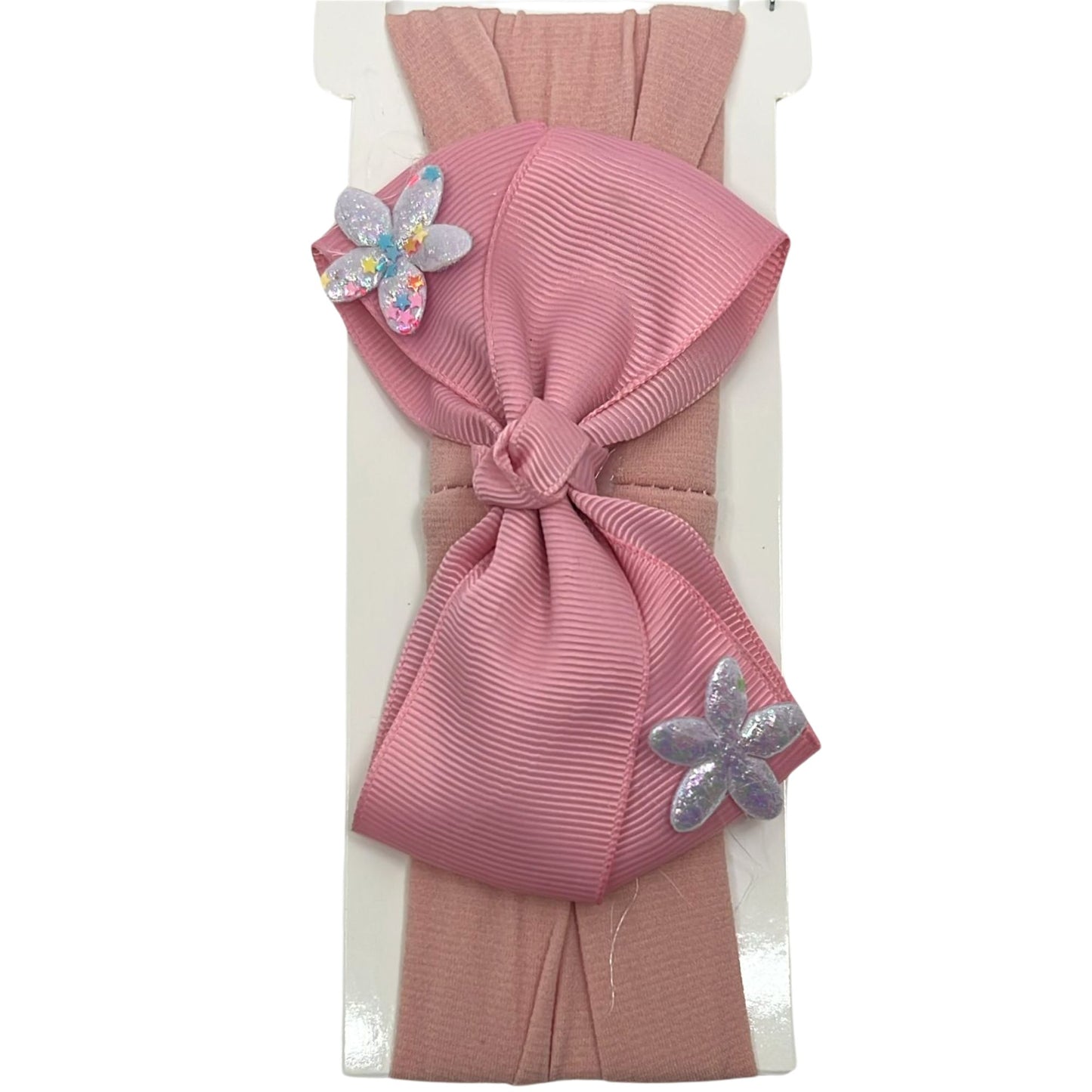 Baby Bow Headband with Shining Silver Stars – Soft & Stretchy for Newborns and Infants