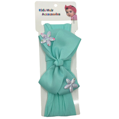 Baby Bow Headband with Shining Silver Stars – Soft & Stretchy for Newborns and Infants