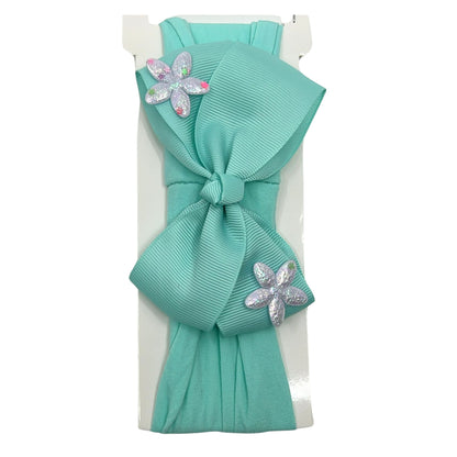 Baby Bow Headband with Shining Silver Stars – Soft & Stretchy for Newborns and Infants
