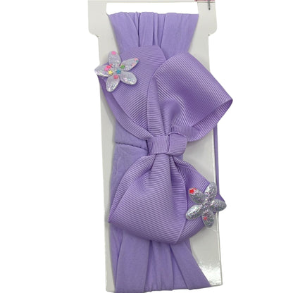 Baby Bow Headband with Shining Silver Stars – Soft & Stretchy for Newborns and Infants