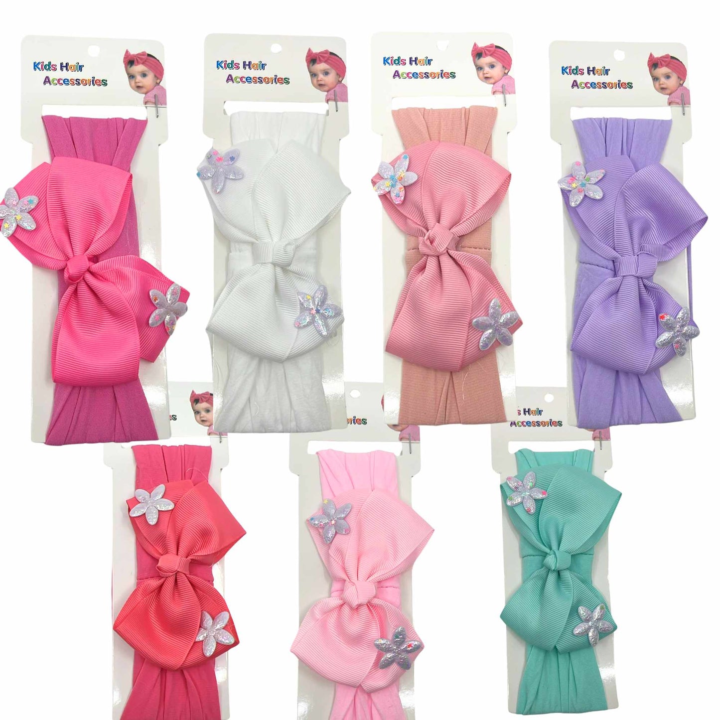 Baby Bow Headband with Shining Silver Stars – Soft & Stretchy for Newborns and Infants