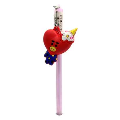 Ballpoint Pen with Stuffed Heart and Child Face Chain