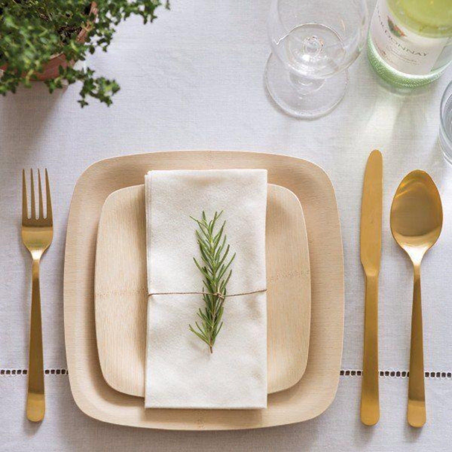 BAMBOO DISPOSABLE BEVERAGE NAPKINS 2 PLY: 40 Pack Party Tableware, Event Catalog,Napkins lifestyle use image