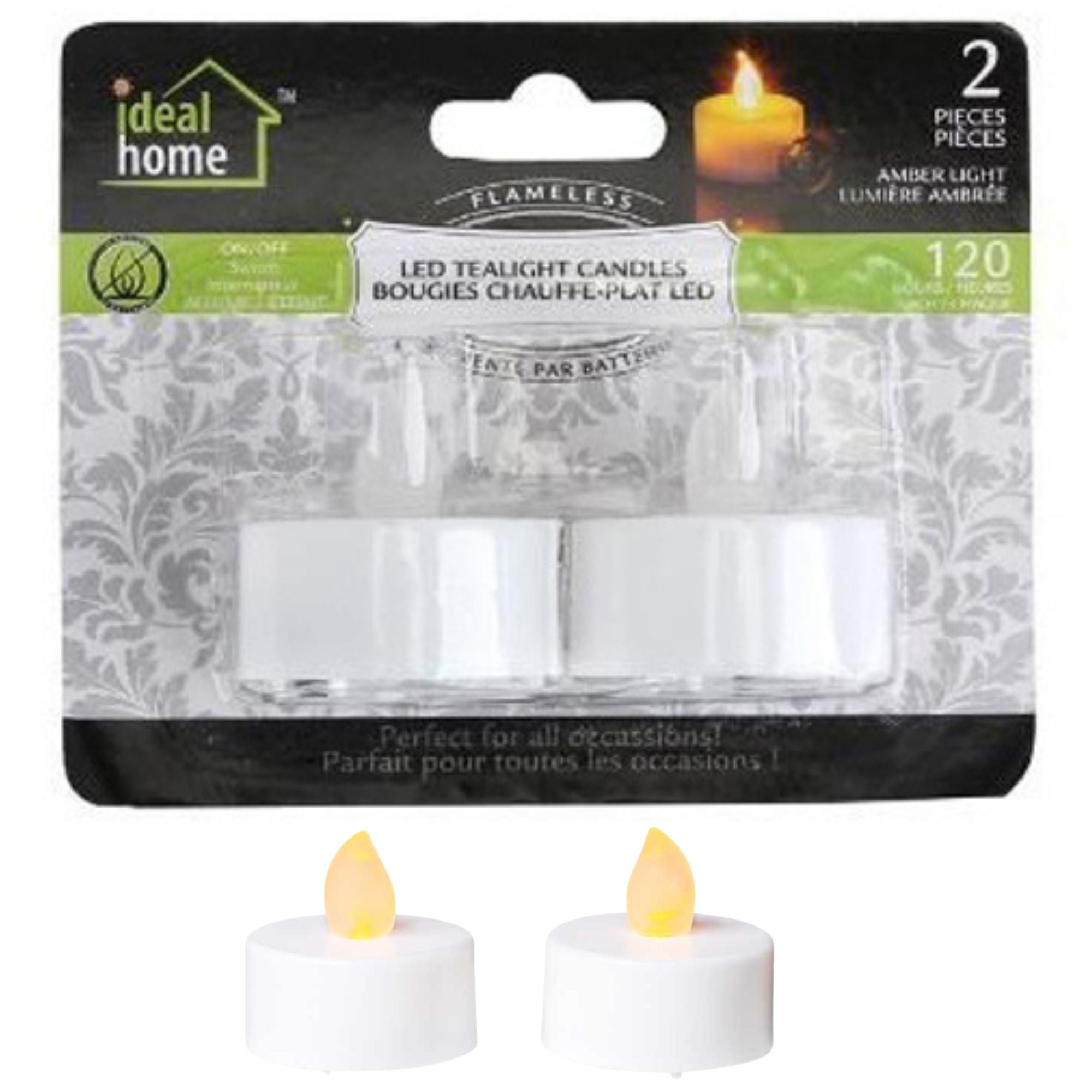 Battery Operated Amber LED Tea light Candle :2 Pack Flameless Candles main product image
