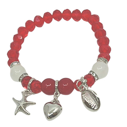 Colorful Beaded Bracelet with Three Charms