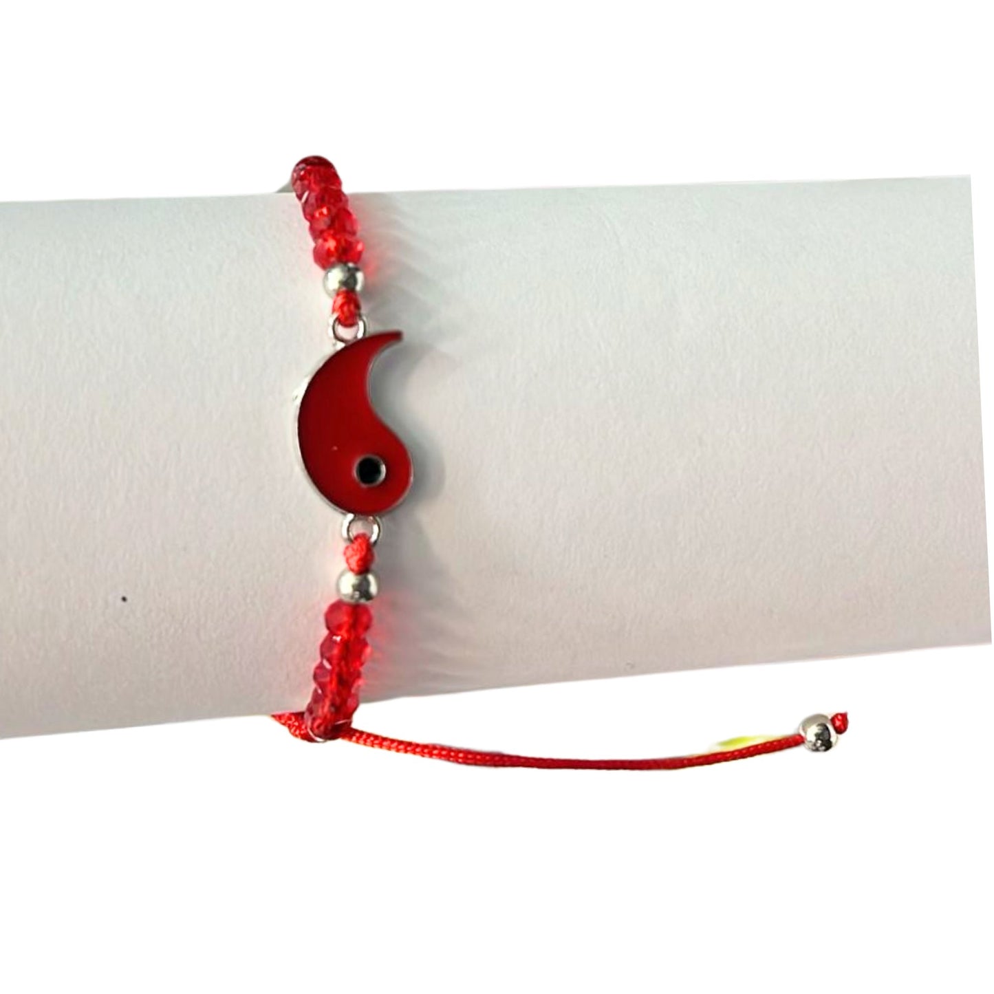 Black & Red Adjustable Beaded Fish Eye Wristbands