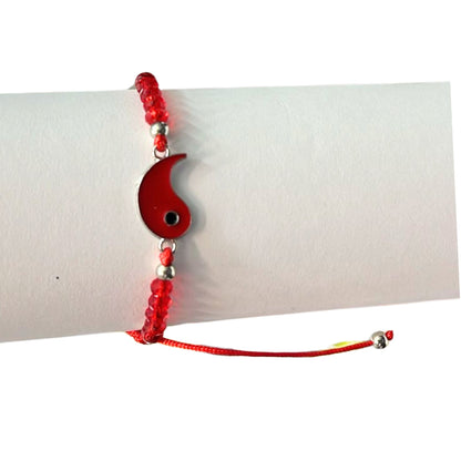 Black & Red Adjustable Beaded Fish Eye Wristbands