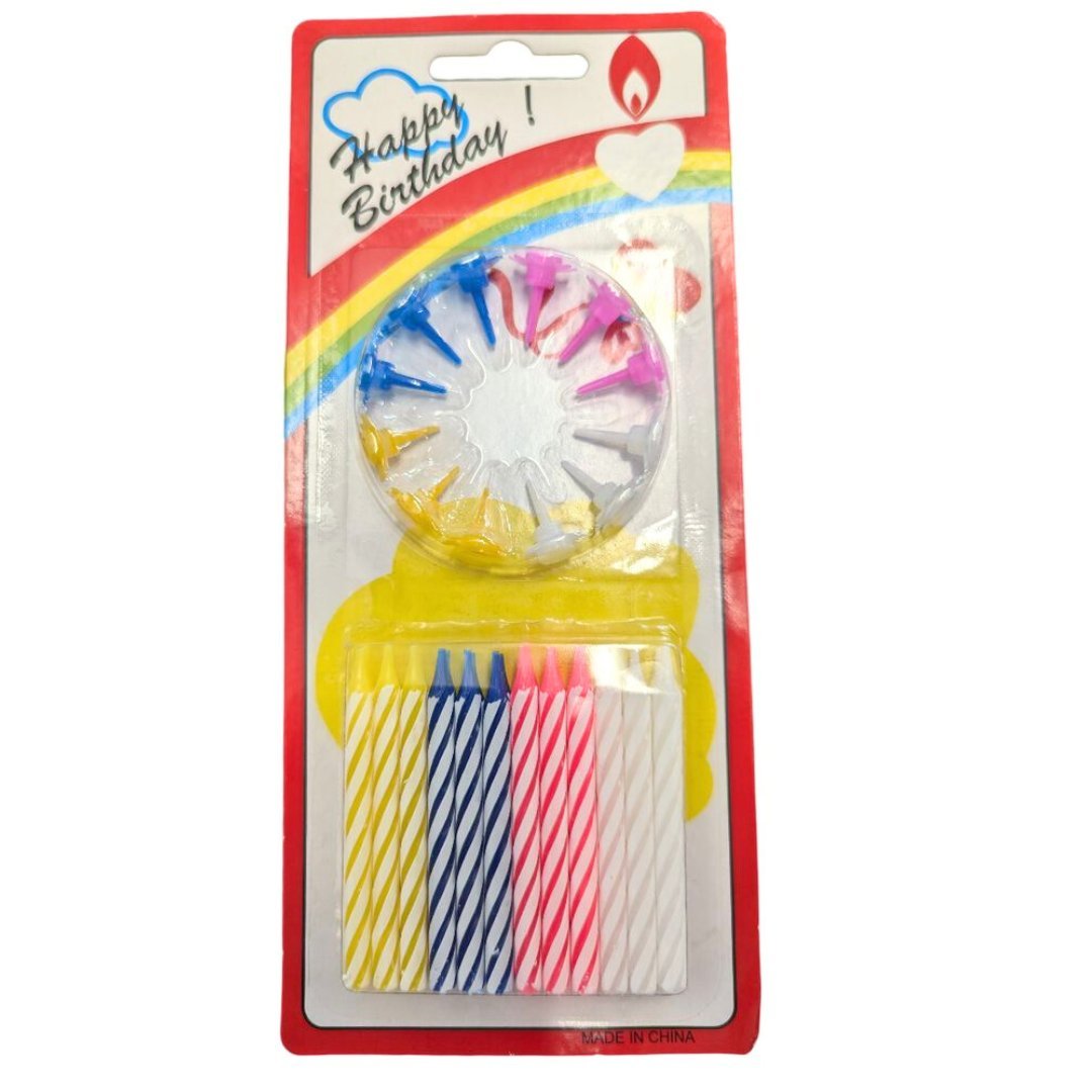 Birthday Candles with Decorative Holders Set: 24 Pack Birthday Candle Birthdays main product image