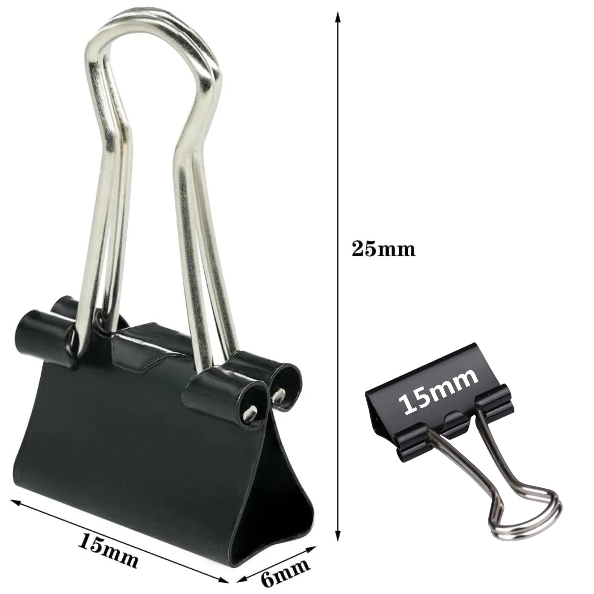 15mm Black Binder Clips: 20 Pack product detail image