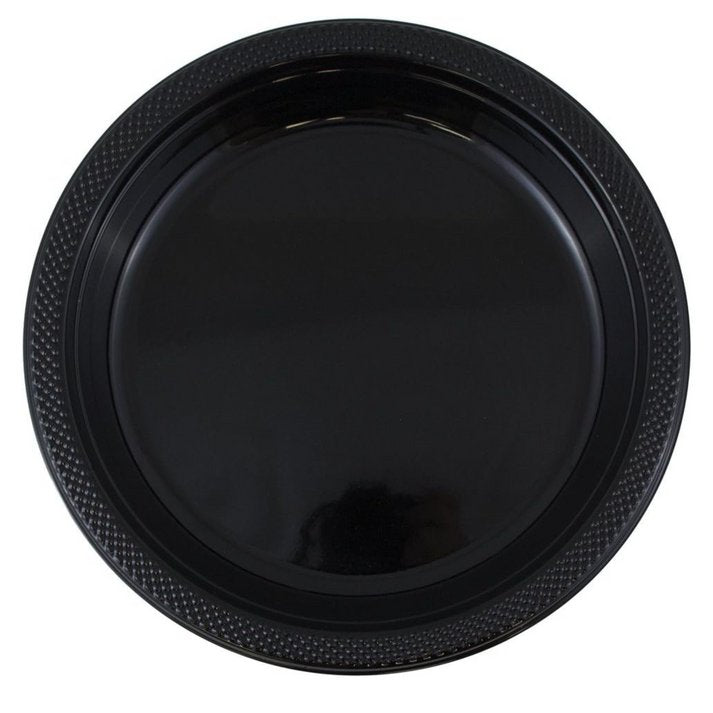 Disposable 9" Black Diner Plastic Plates: 5 Pack Kitchen Catalog, Disposable Plates main product image