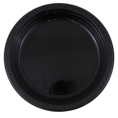 Disposable 9" Black Diner Plastic Plates