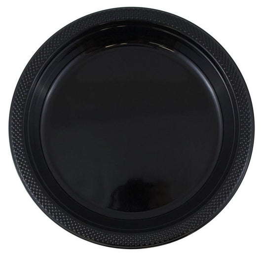 Disposable 9" Black Diner Plastic Plates