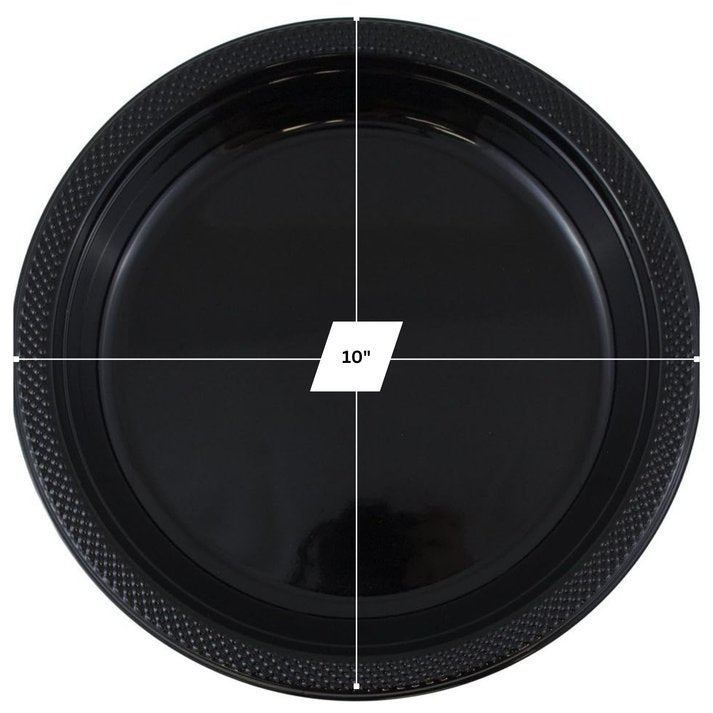 Disposable 10" Black Diner Plastic Plates