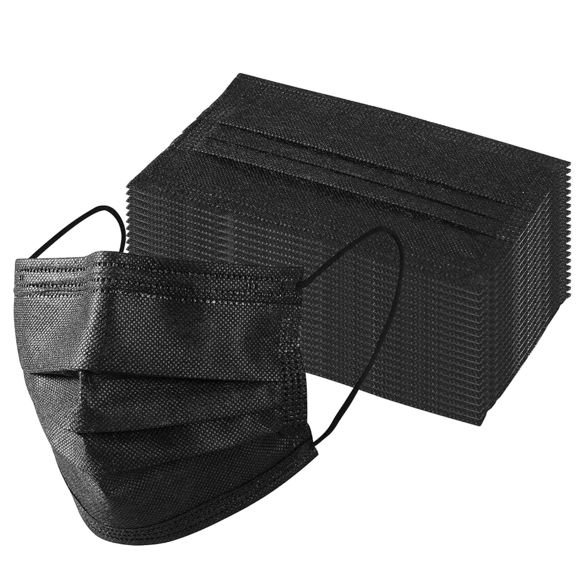 Disposable Black 3 Ply Face Masks with Elastic Ear loops: 10 v Personal Care Safety main product image