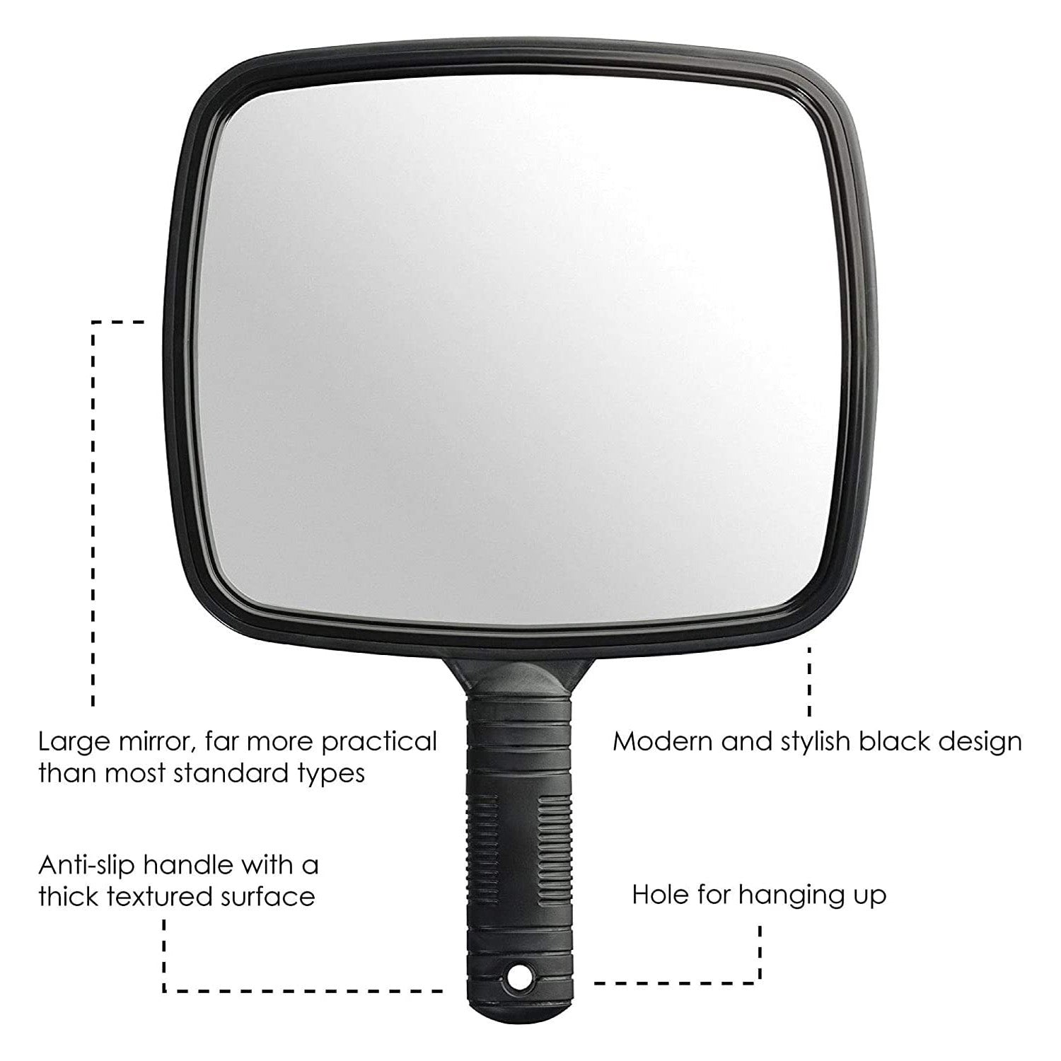 6.3" W x 9.6" L Hand Mirror, Black Handheld Mirror: 1 Pack Holidays Gift Tools product detail image