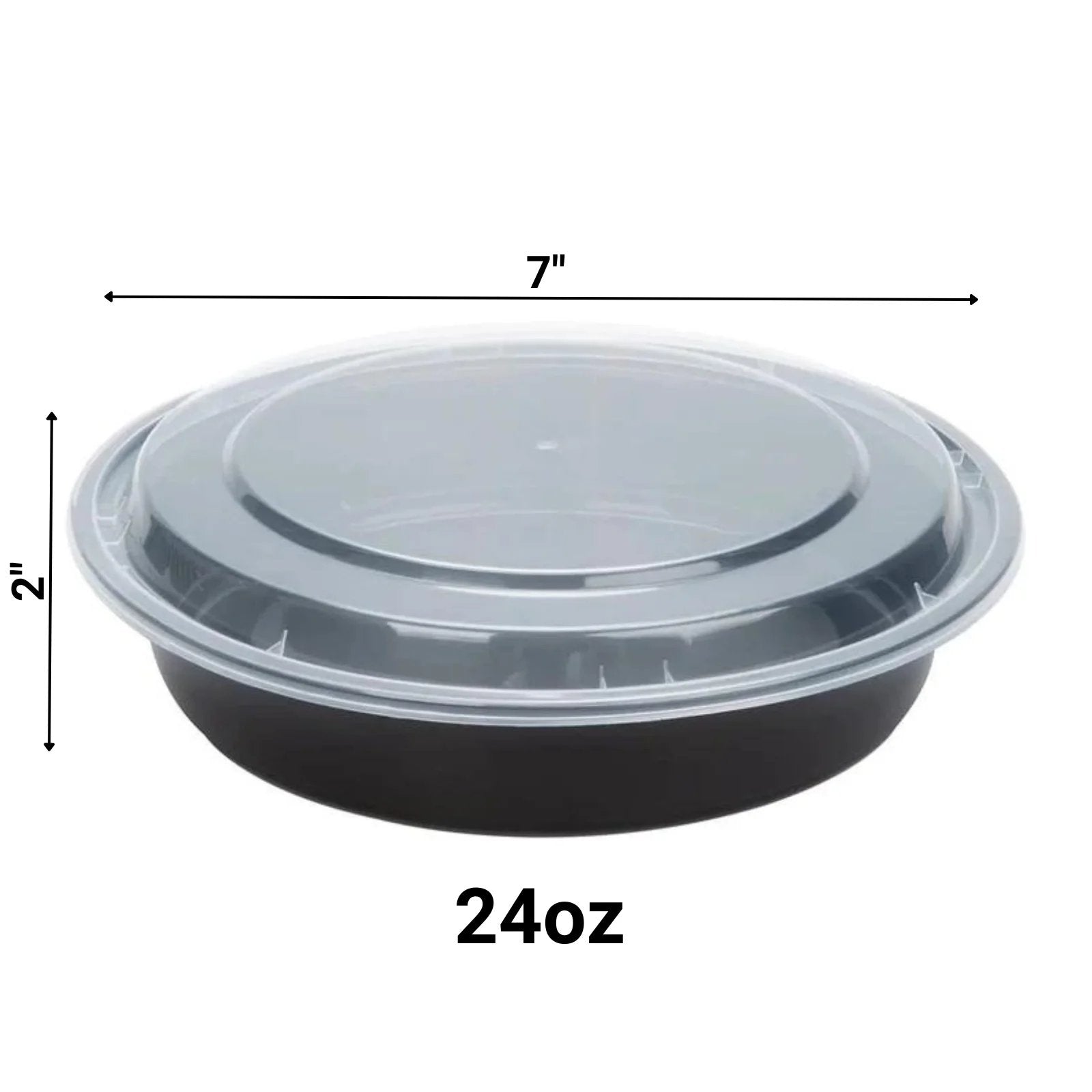 24oz Black Meal Prep/ Bento Box Disposable Round Container with Clear Lid: 3 Pack Kitchen Catalog,Take Out Containers