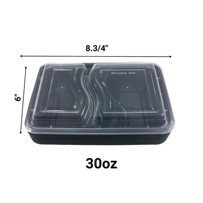Black Rectangular Meal Prep Containers With Clear Lids