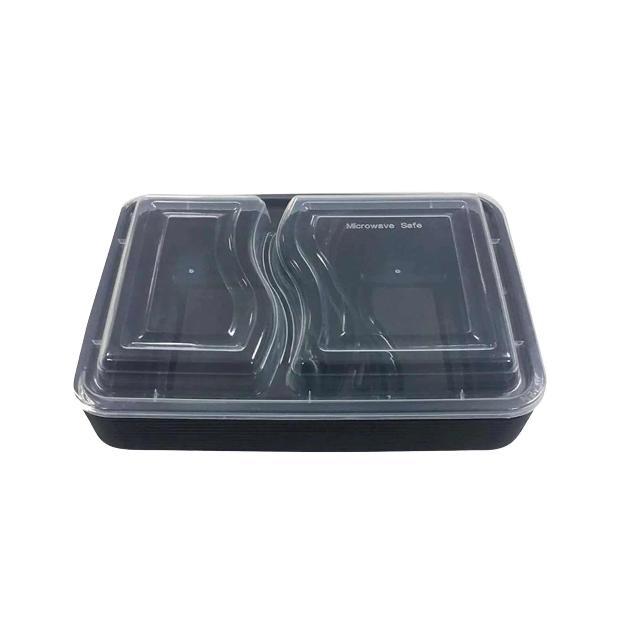 30oz Black Rectangular 2 Section Meal Prep Containers With Clear Lids: 2 Pack Take Out Containers Storage Container main