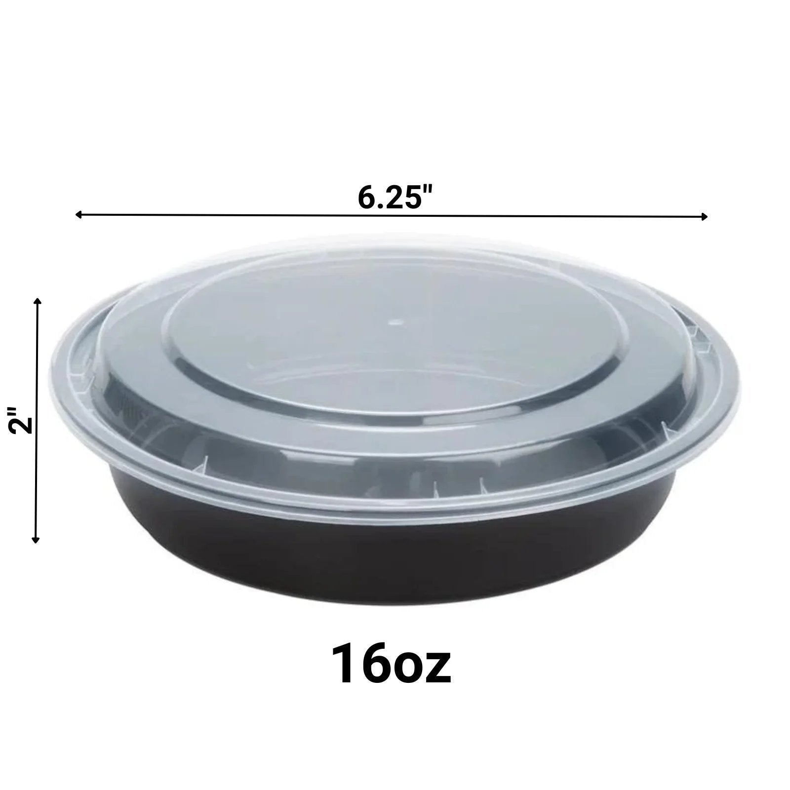 Black Meal Prep/Round Bento Box Disposable Container with Clear Lid