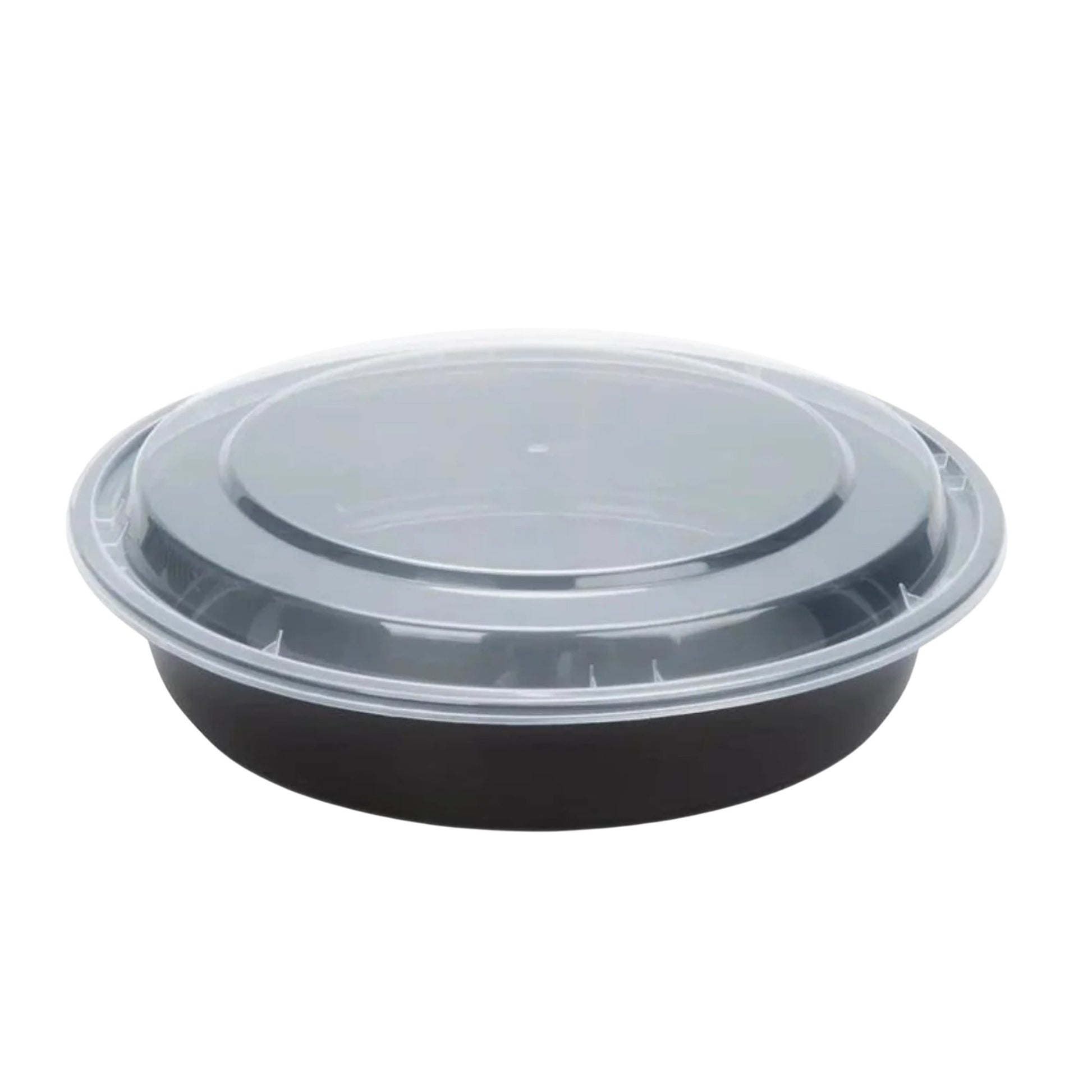Black Meal Prep/Round Bento Box Disposable Container with Clear Lid