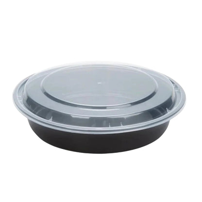 Black Meal Prep/Round Bento Box Disposable Container with Clear Lid