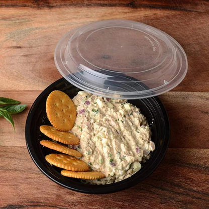 Black Meal Prep/Round Bento Box Disposable Container with Clear Lid