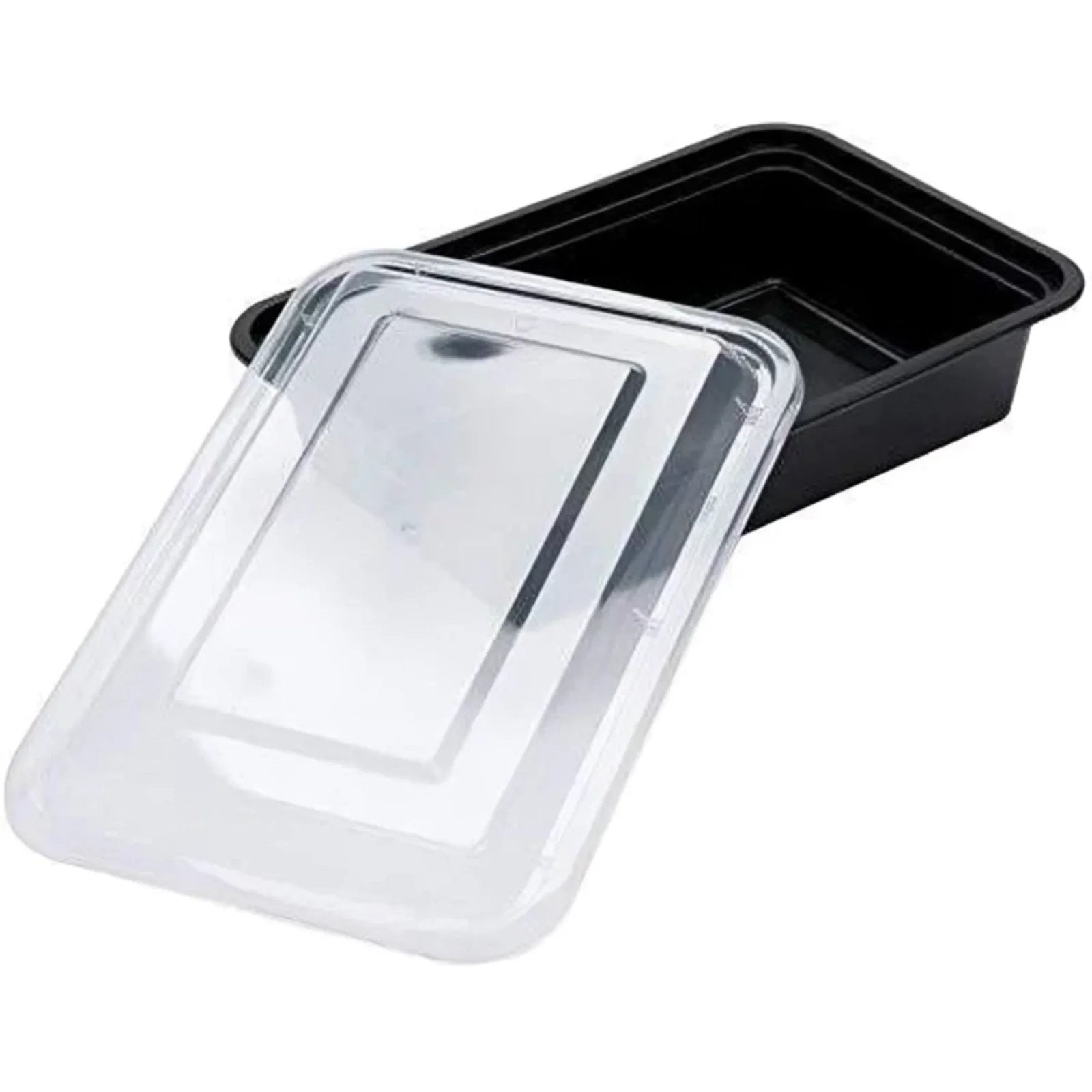 28oz. Black Rectangular Meal Prep / Bento Box Containers with Lids: 3 Pack Take Out Containers Storage Container size and