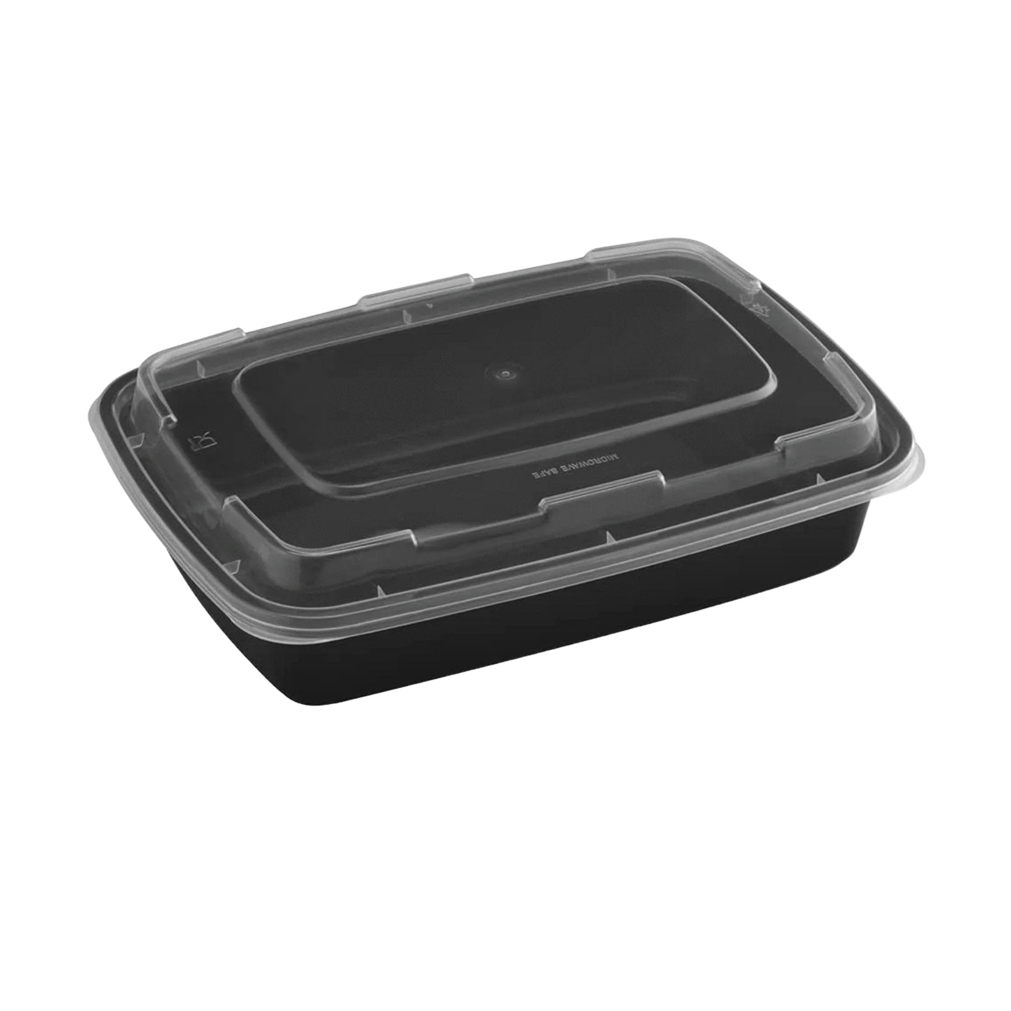 28oz. Black Rectangular Meal Prep / Bento Box Containers with Lids: 3 Pack Take Out Containers Storage Container main