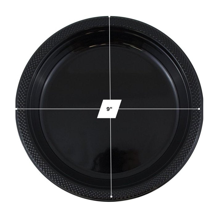 Disposable 9" Black Diner Plastic Plates