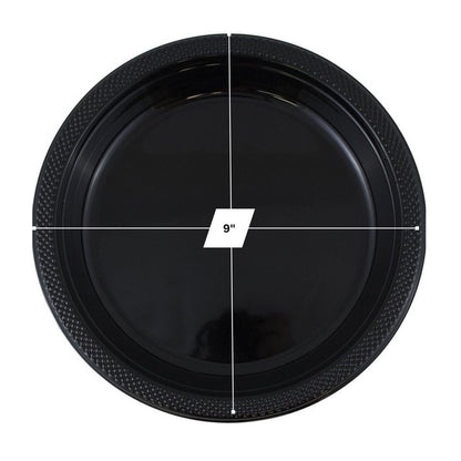 Disposable 9" Black Diner Plastic Plates