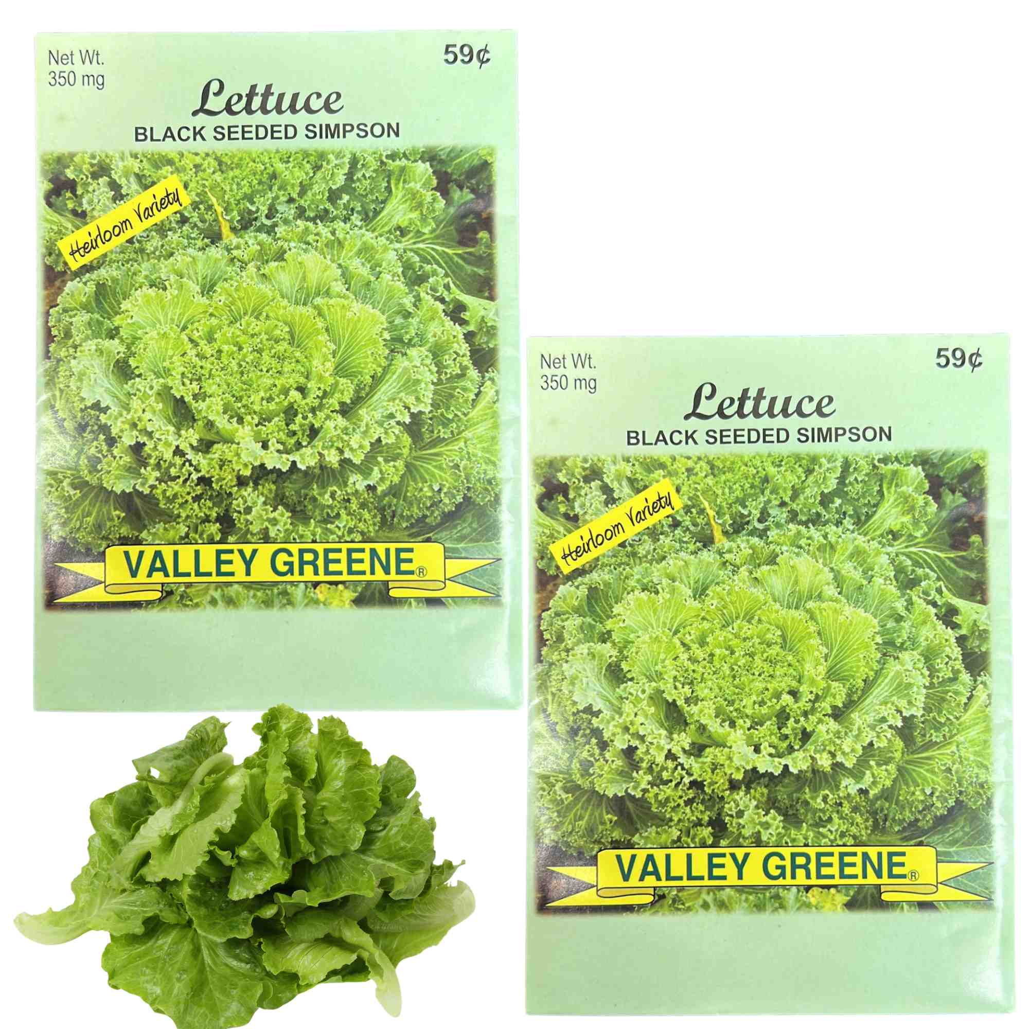 Valley Greene 350mg Lettuce Seeds – Black Seeded Simpson: 2 Pack main product image