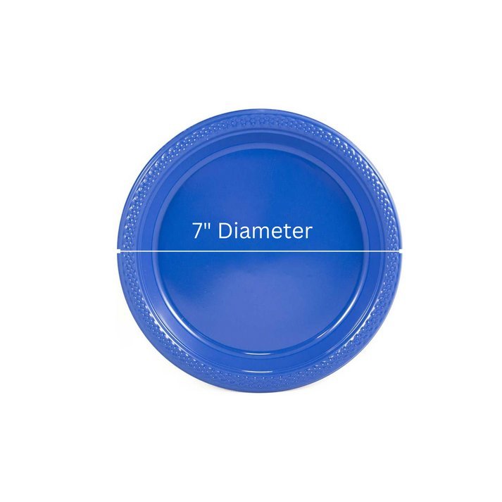 7" Blue Salad Plastic Plates: 6 Pack Kitchen Catalog, Disposable Plates product detail image