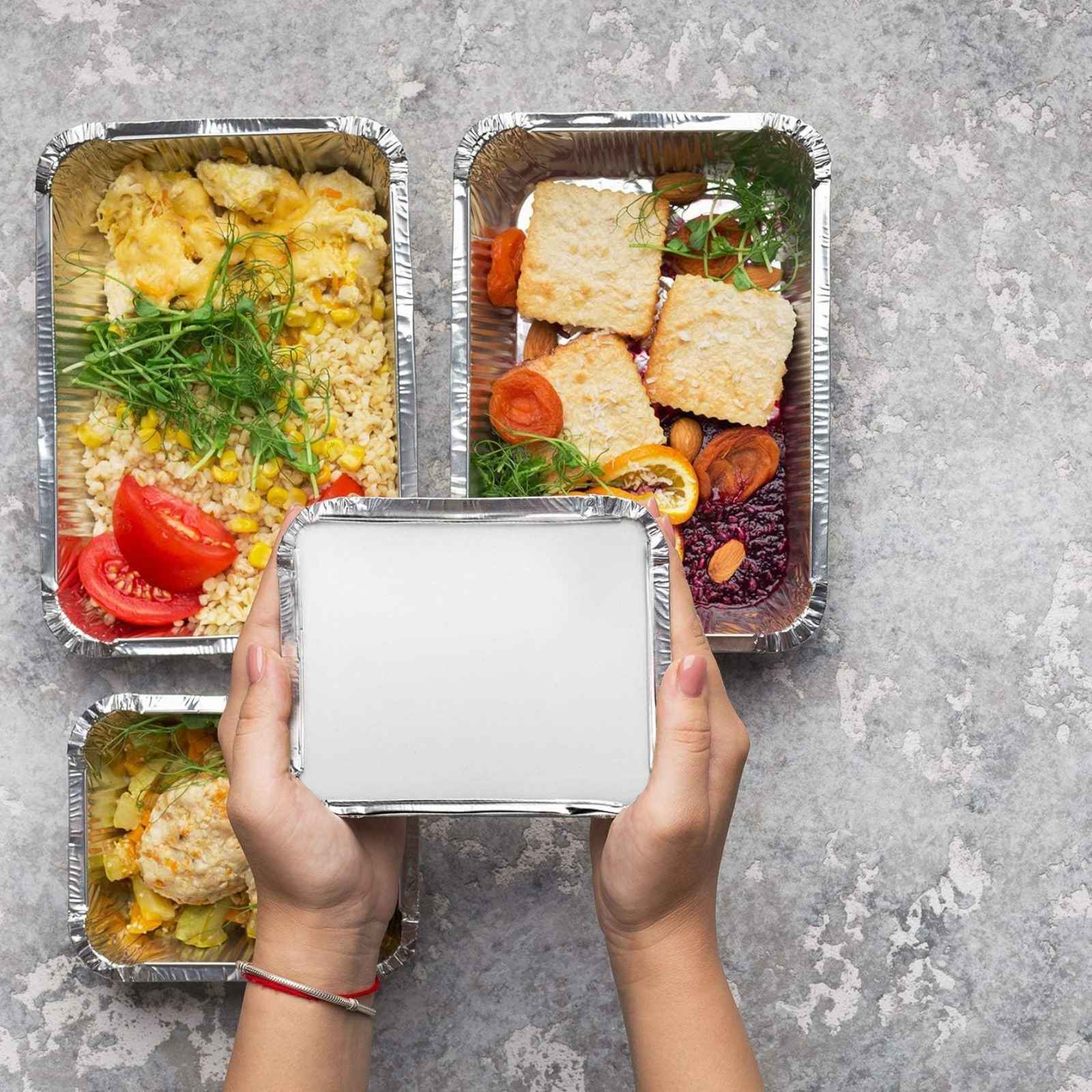 Board Lid For 1Lb Aluminum Oblong Pan 5.5" x 4": 10 Pack Oblong Pans & Lids Aluminum Baking product image 6