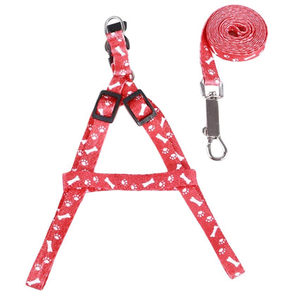Bone Paw Printing Dog Harness with Leash for Puppies, Dogs & Cats