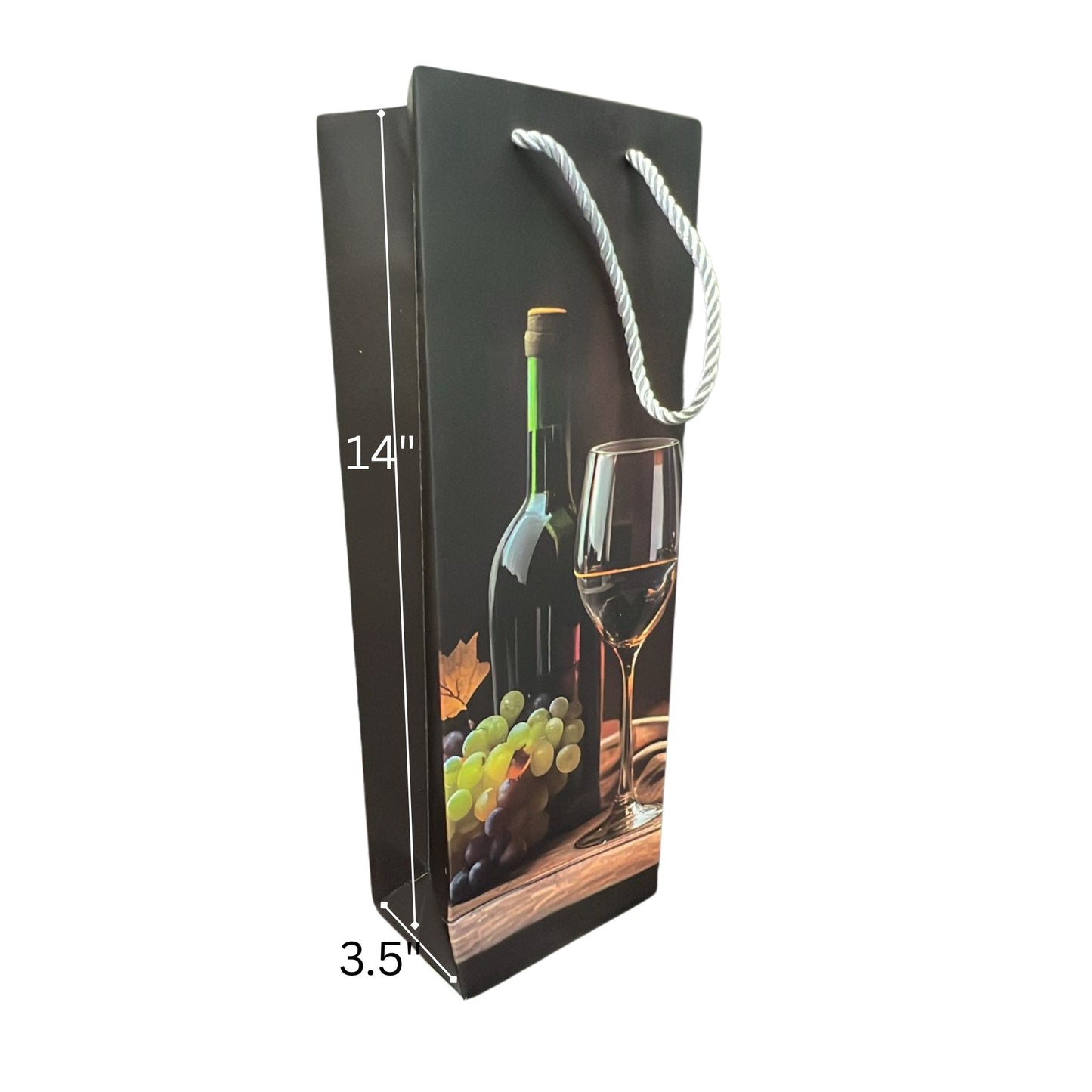 14" x 3.5" Black Wine/Bottle Gift Bag