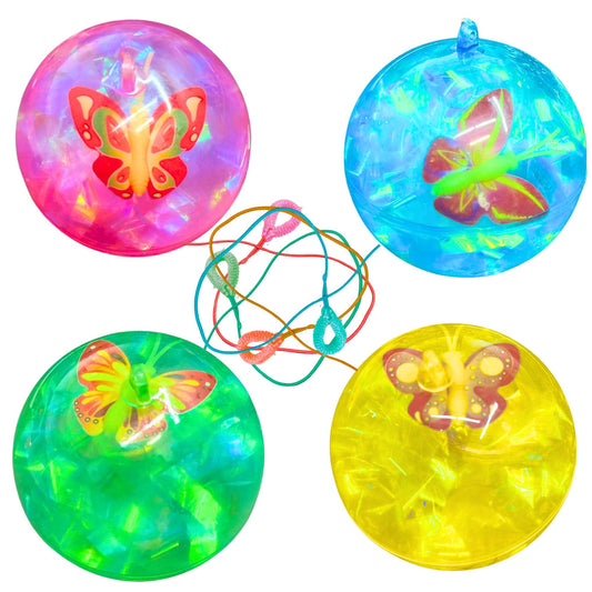 Assorted Bouncy Crystal Balls with Ring String | Colorful Light-Up Bouncy Balls for Kids' Active Play