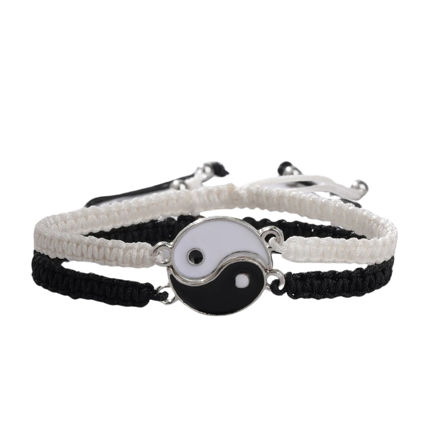 Black & White Adjustable Braided Fish Eye Design Wristband