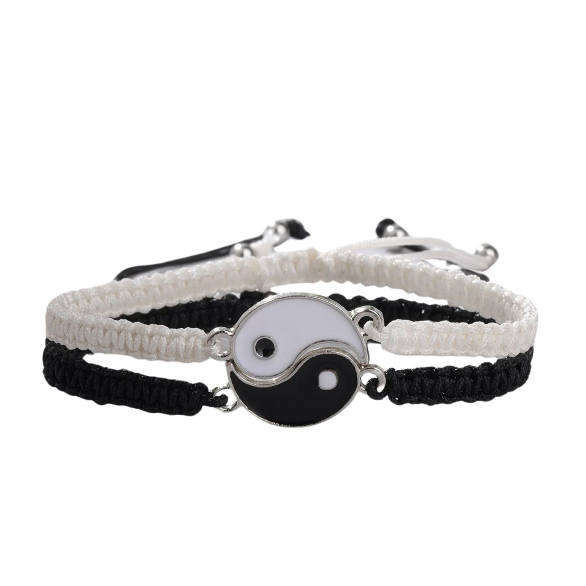 Black & White Adjustable Braided Fish Eye Design Wristband