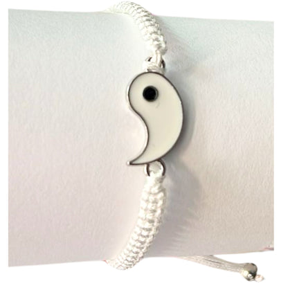 Black & White Adjustable Braided Fish Eye Design Wristband