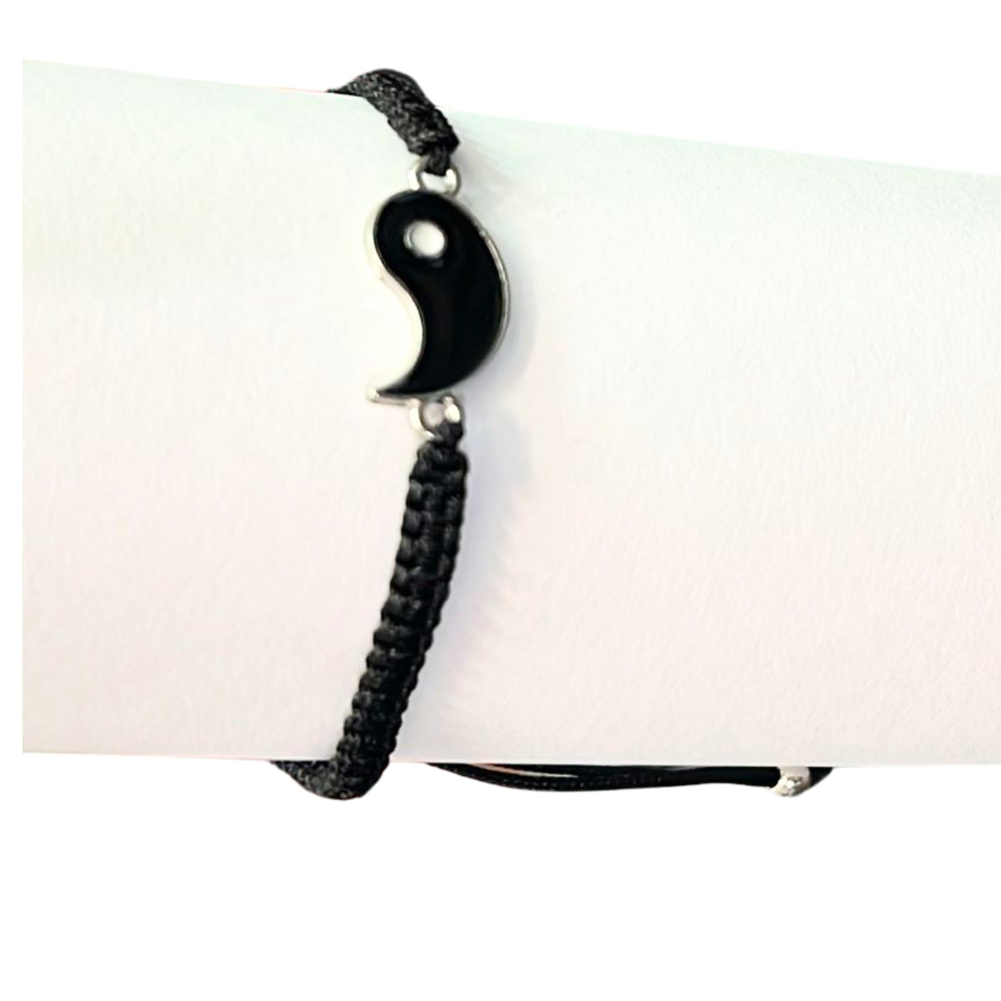 Black & White Adjustable Braided Fish Eye Design Wristband