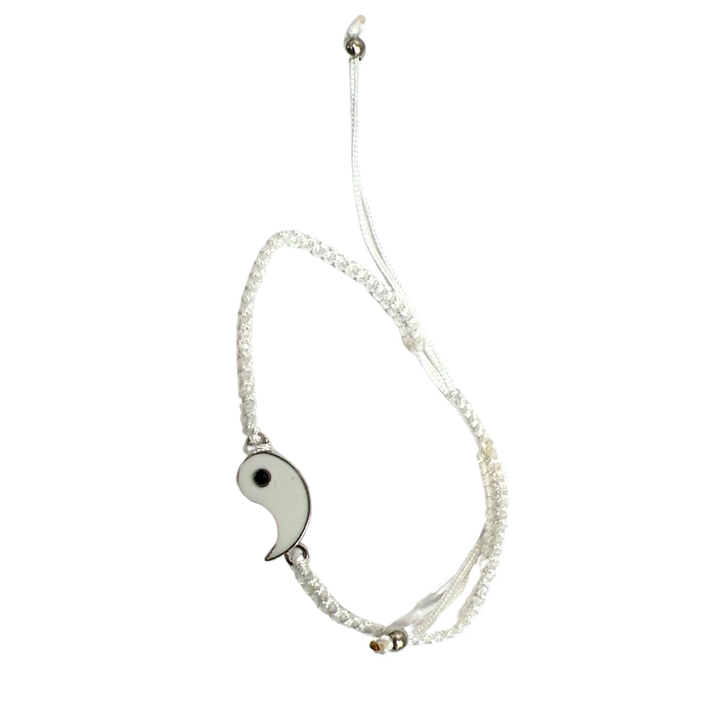 Black & White Adjustable Braided Fish Eye Design Wristband