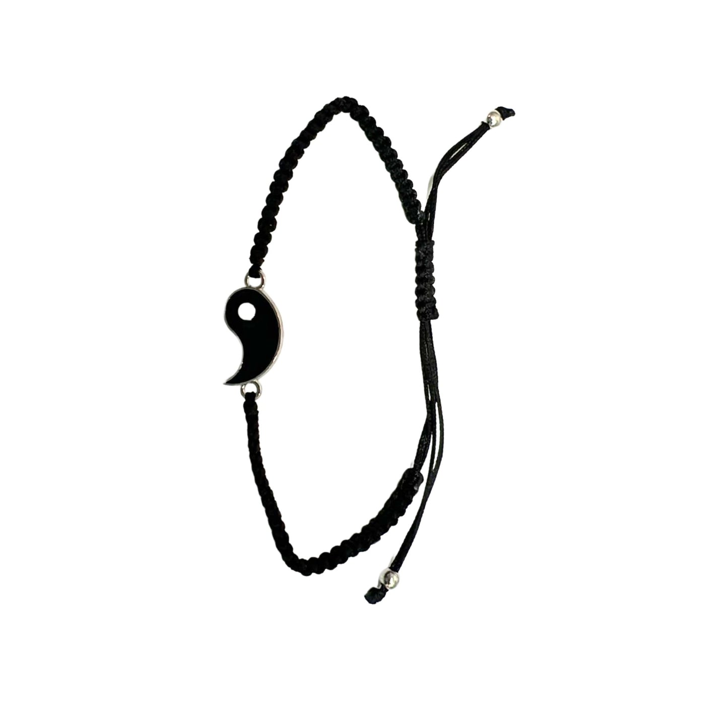 Black & White Adjustable Braided Fish Eye Design Wristband