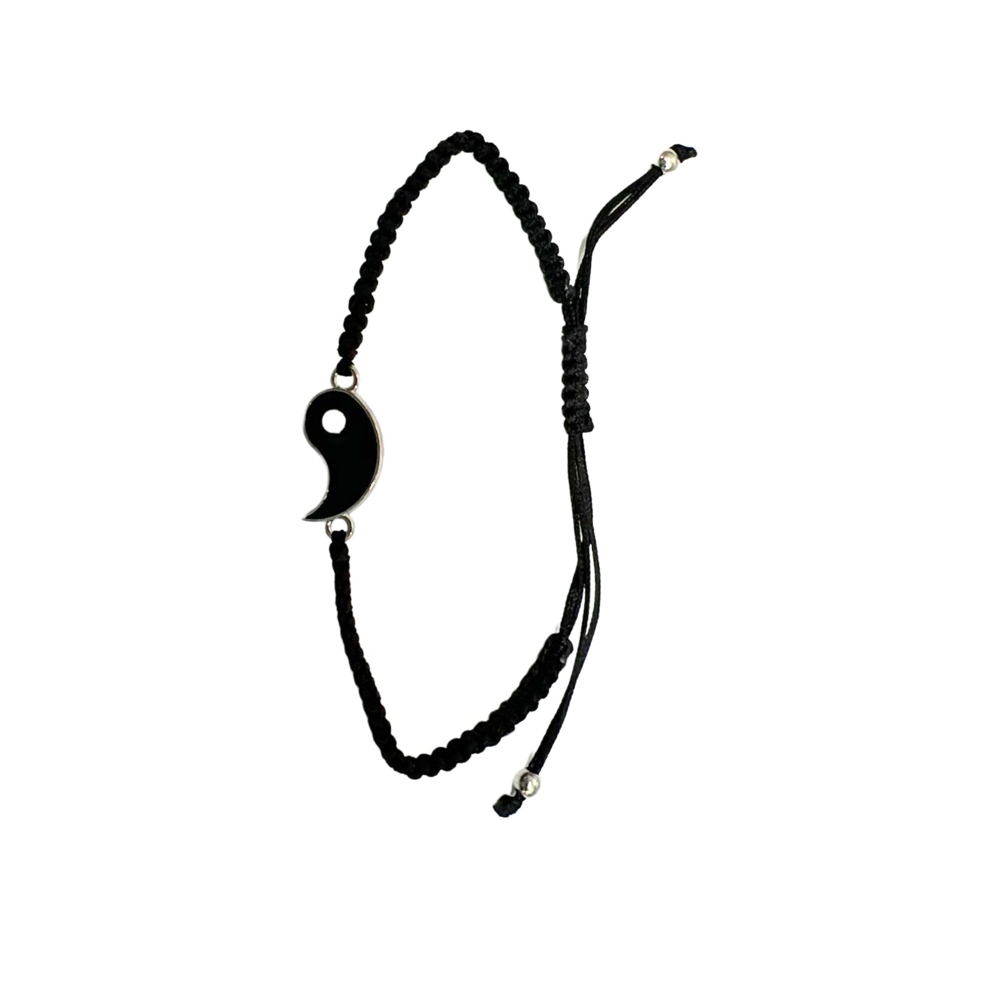 Black & White Adjustable Braided Fish Eye Design Wristband