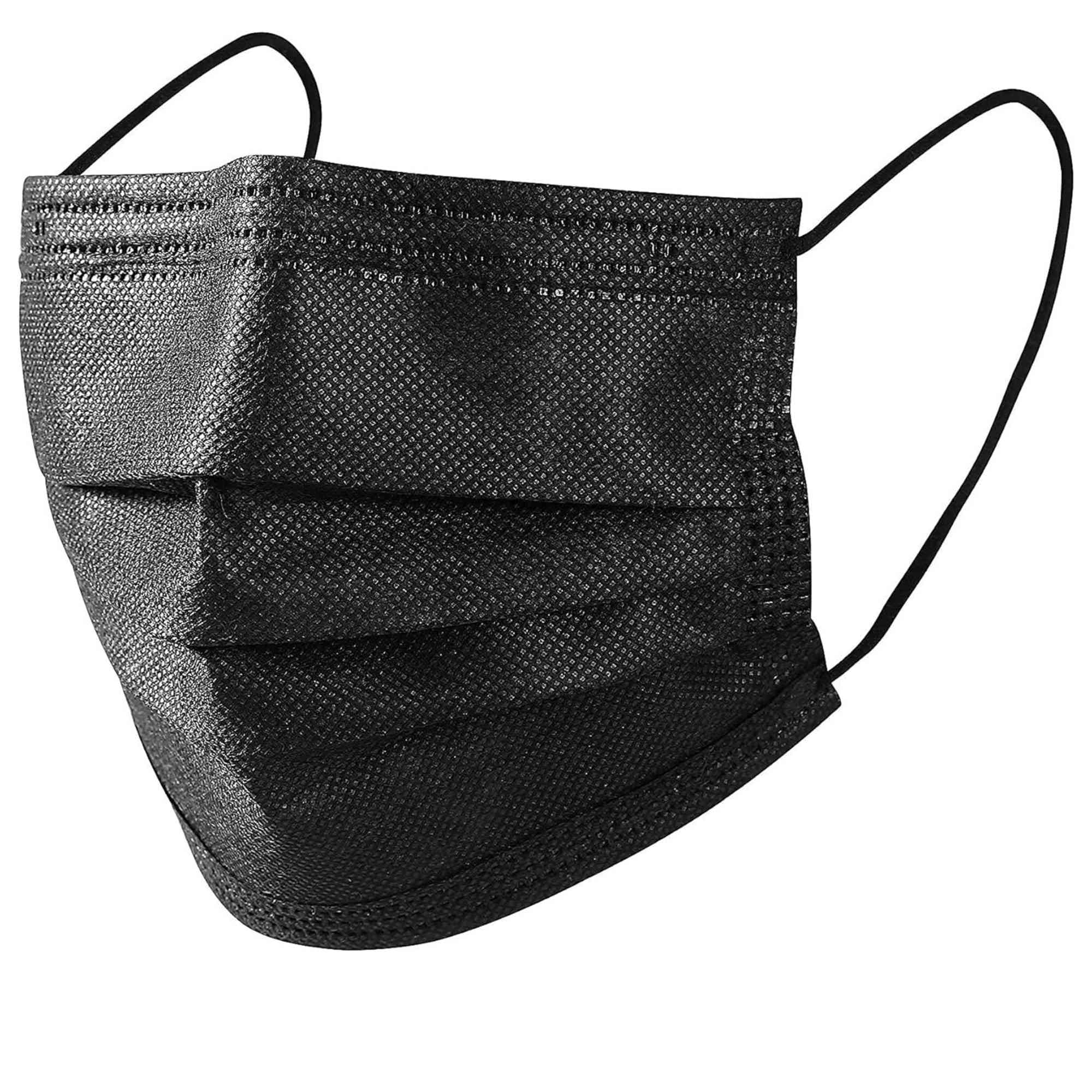 Disposable Black 3 Ply Face Masks with Elastic Ear loops: 10 v Personal Care Safety product detail image