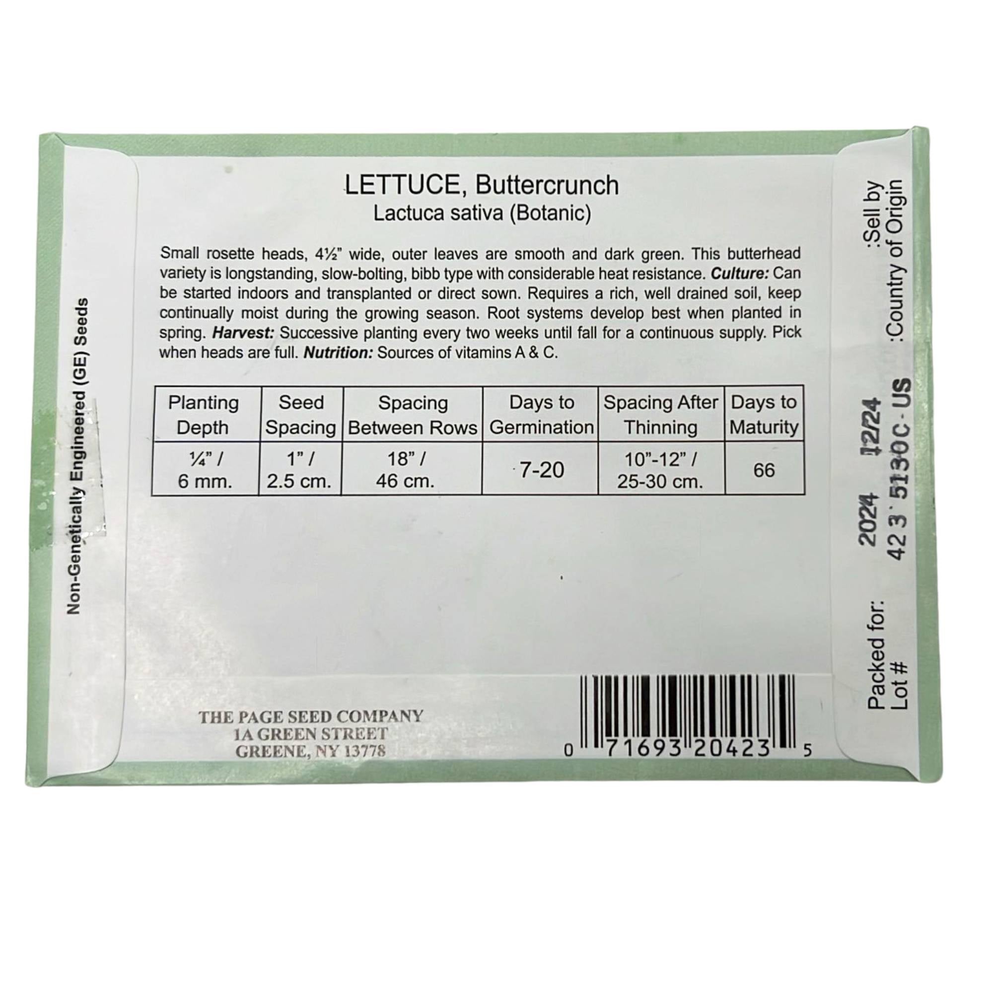 Valley Greene 350g Lettuce Buttercrunch Seeds: 2 Pack size and feature image