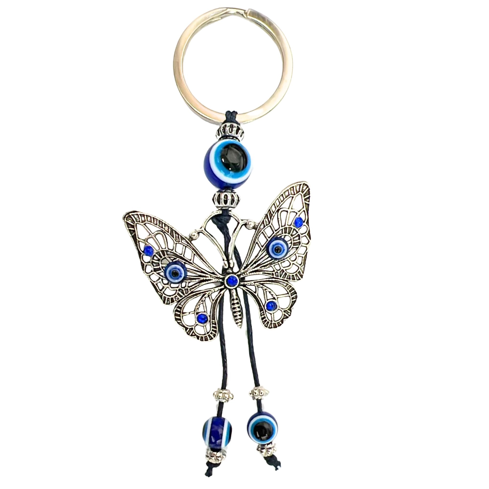 Rhinestone Blue Butterfly & Evil Eye Keychain: 1 Pack Keychain, Novelty & Souvenir Catalog main product image