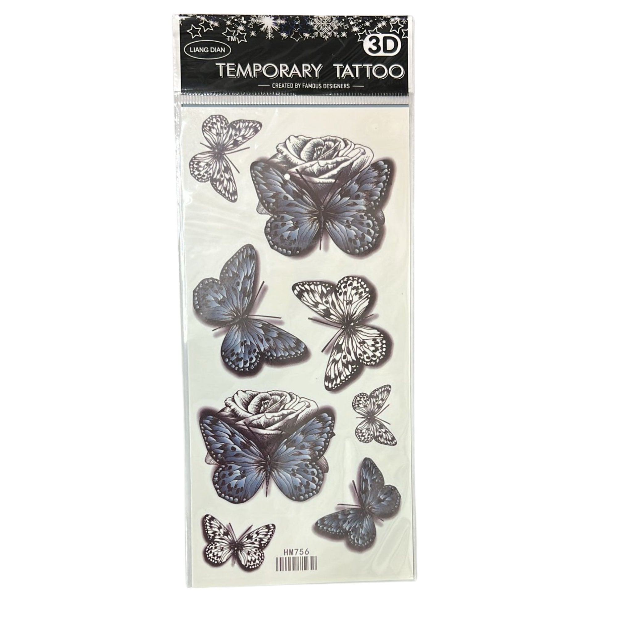 Unisex Butterfly Semi Permanent/Temporary Long Lasting Tattoo: 1 Pack Temporary Tattoos Tattos size and feature image