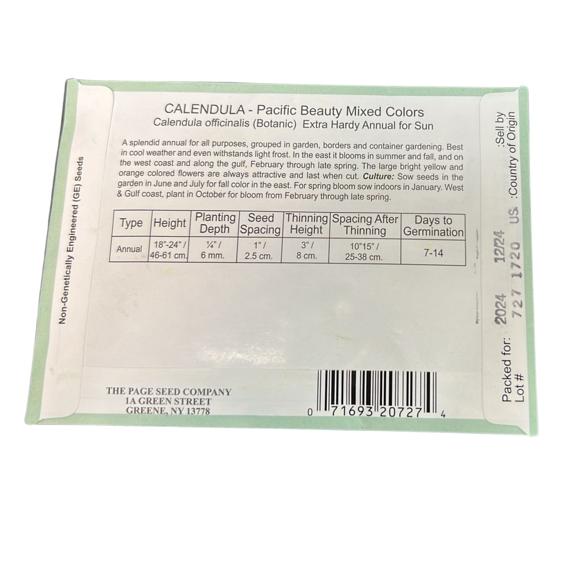 Valley Greene 275mg Calendula Pacific Beauty Seeds:2 Pack product detail image