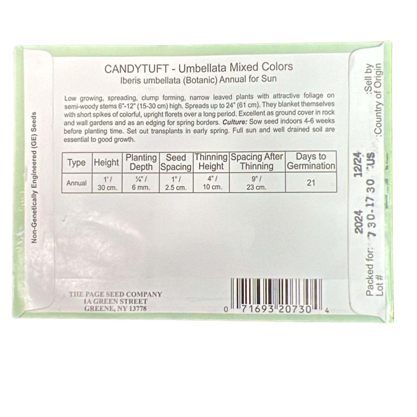 Valley Greene 250mg Candytuft Umbellata Mixed Colors Seeds